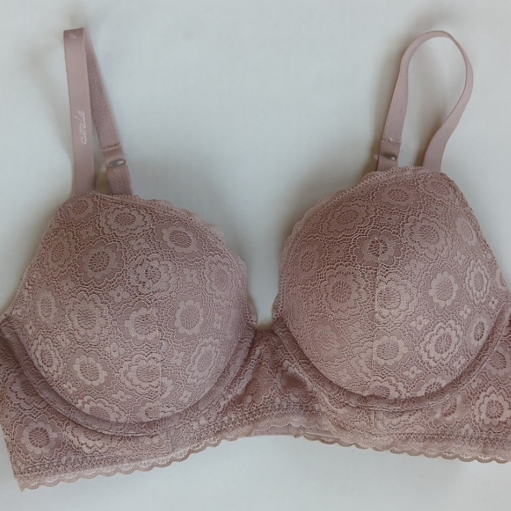 Aerie Real Happy Plunge Lace Push Up Bra 32C